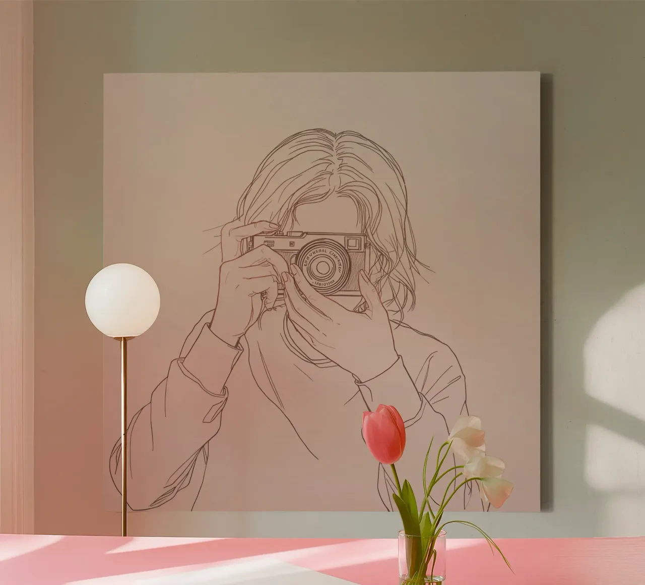 Individu capturant un moment avec un appareil photo ancien toile avec Caisse américaine de DesignDoodle