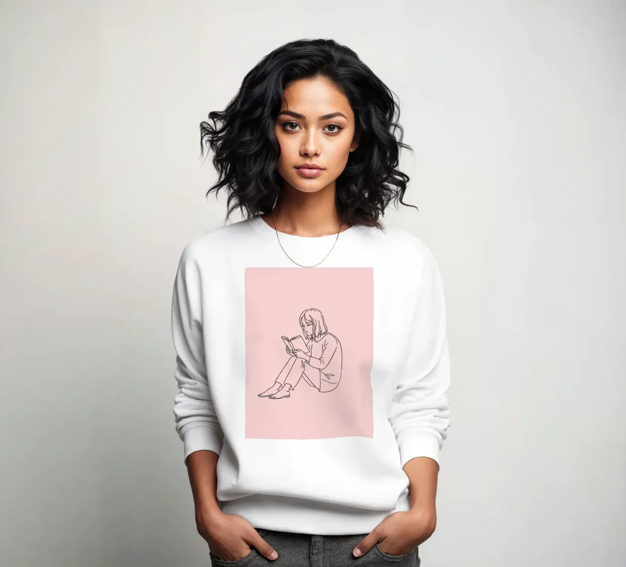 Mujer leyendo un libro tranquilamente sudadera de DesignDoodle