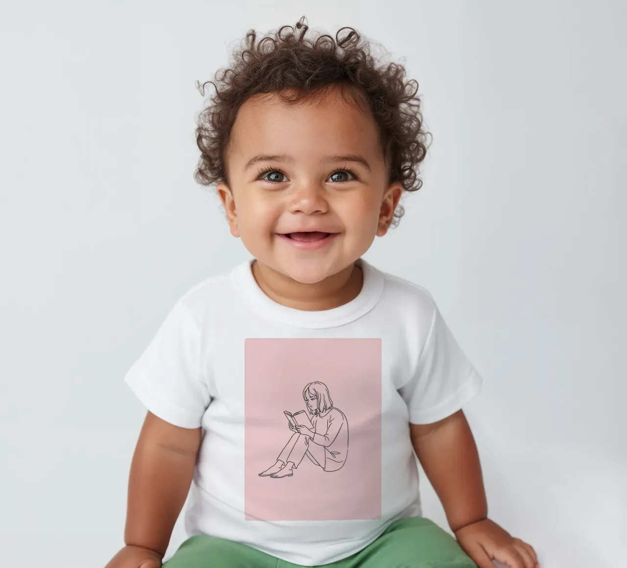 Woman reading a book quietly baby t-shirt by DesignDoodle