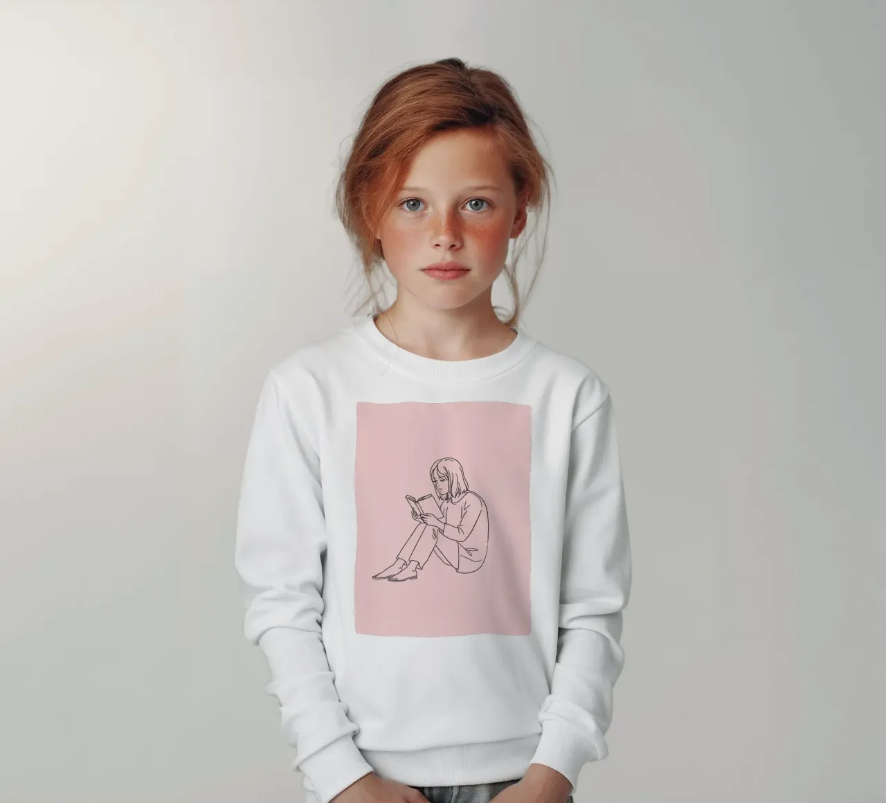 Mujer leyendo un libro tranquilamente sudadera para niño de DesignDoodle