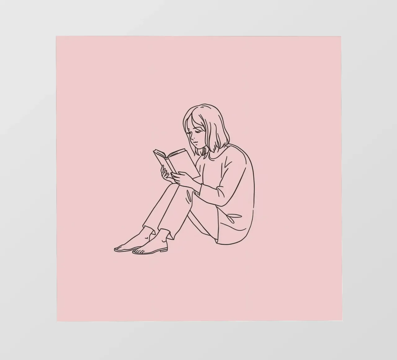 Donna che legge tranquillamente un libro telo in pvc da DesignDoodle