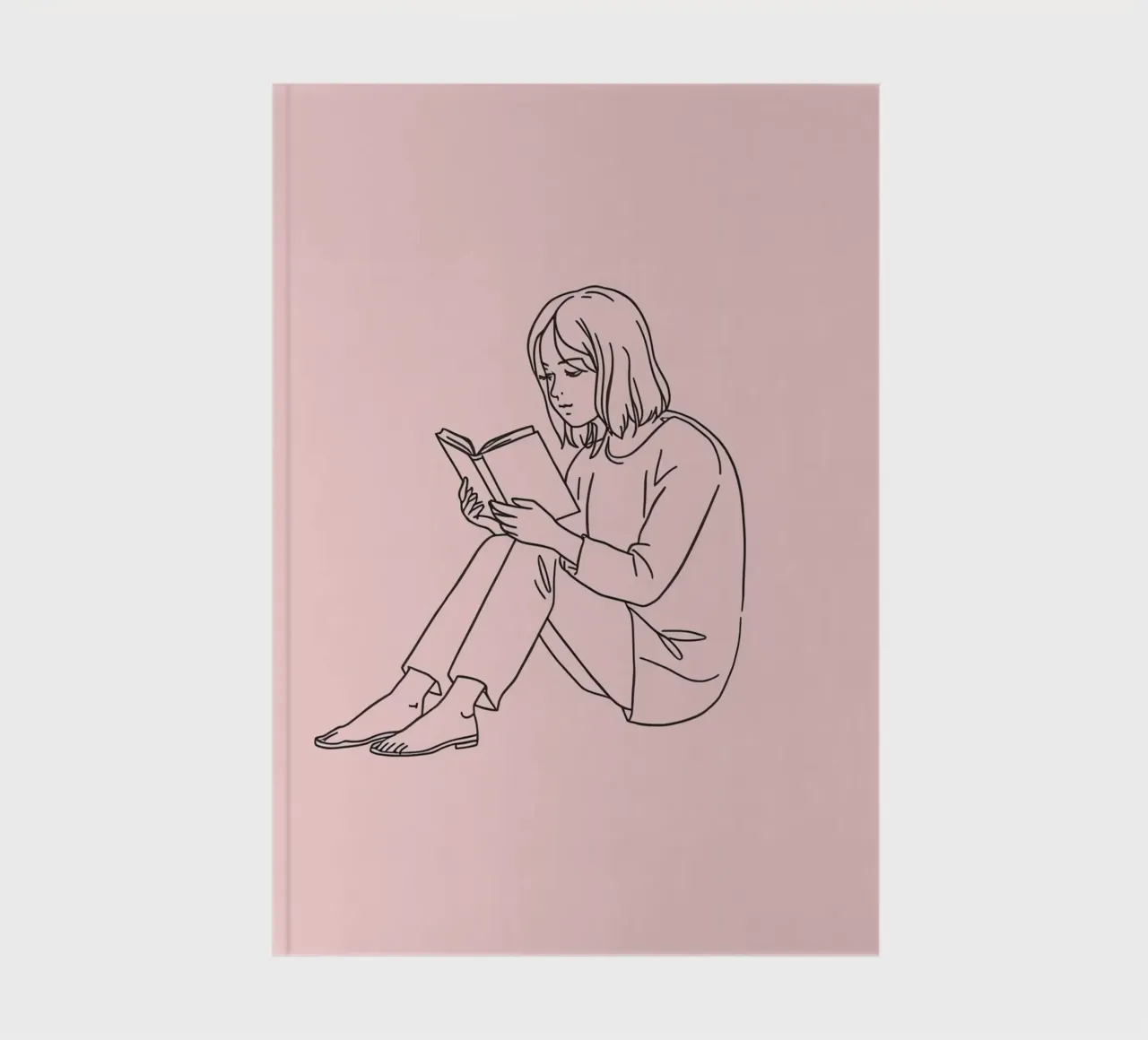 Woman reading a book quietly notebook by DesignDoodle