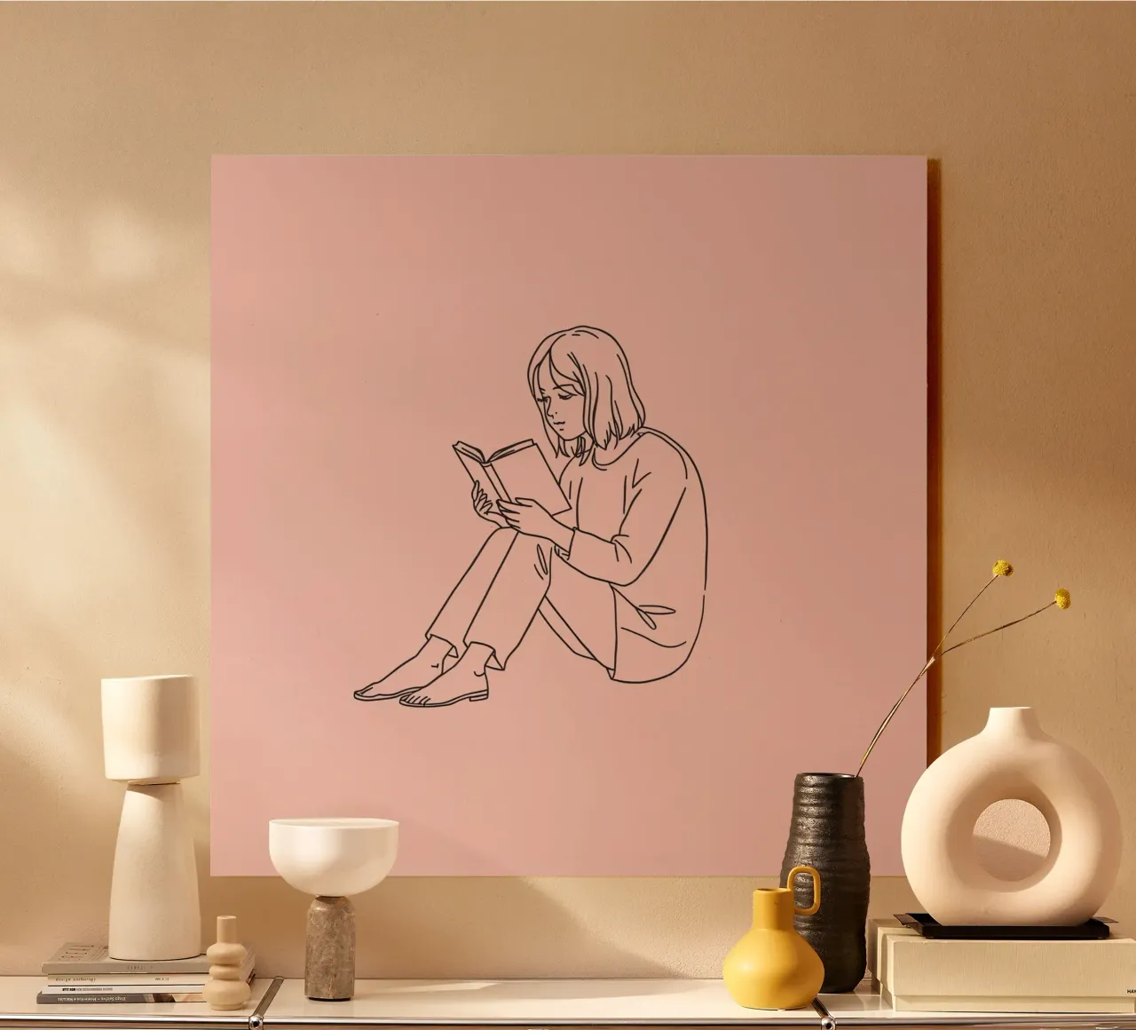 Woman reading a book quietly forex plate by DesignDoodle