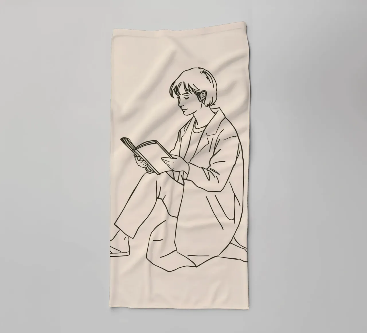 Person reading a book while sitting on the floor in a casual towel by DesignDoodle