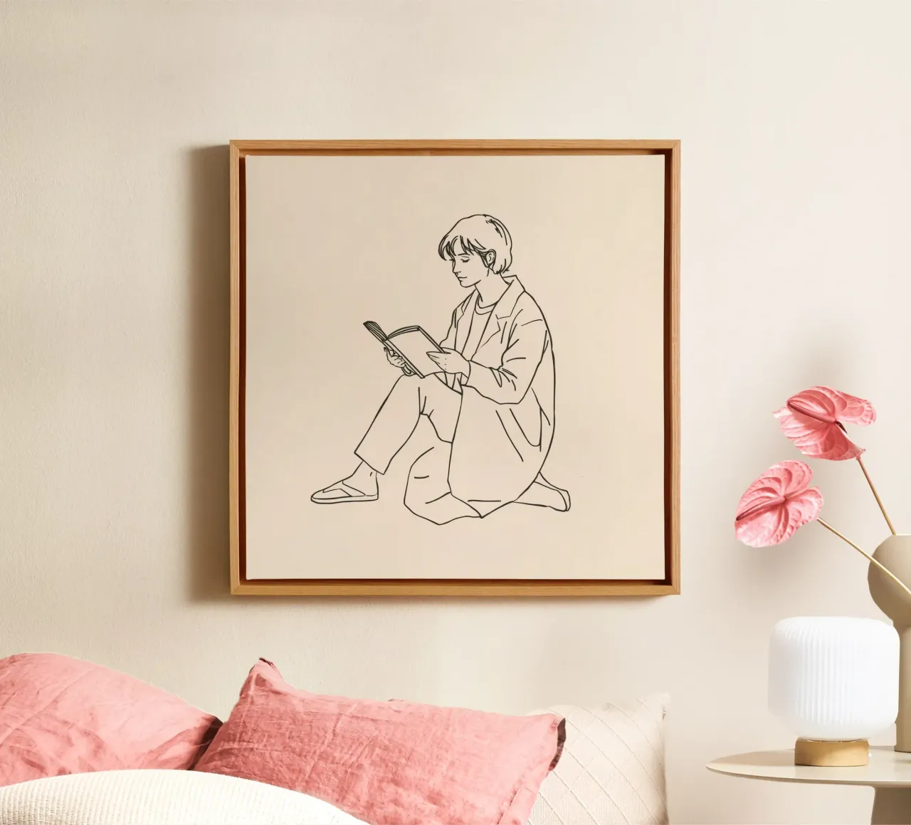 Person reading a book while sitting on the floor in a casual canvas by DesignDoodle