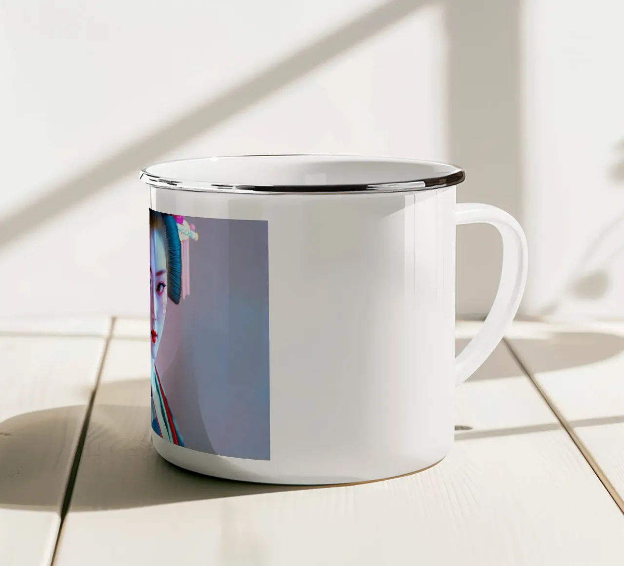 Geisha neo Tokyo tazza in smalto da Flo Klein
