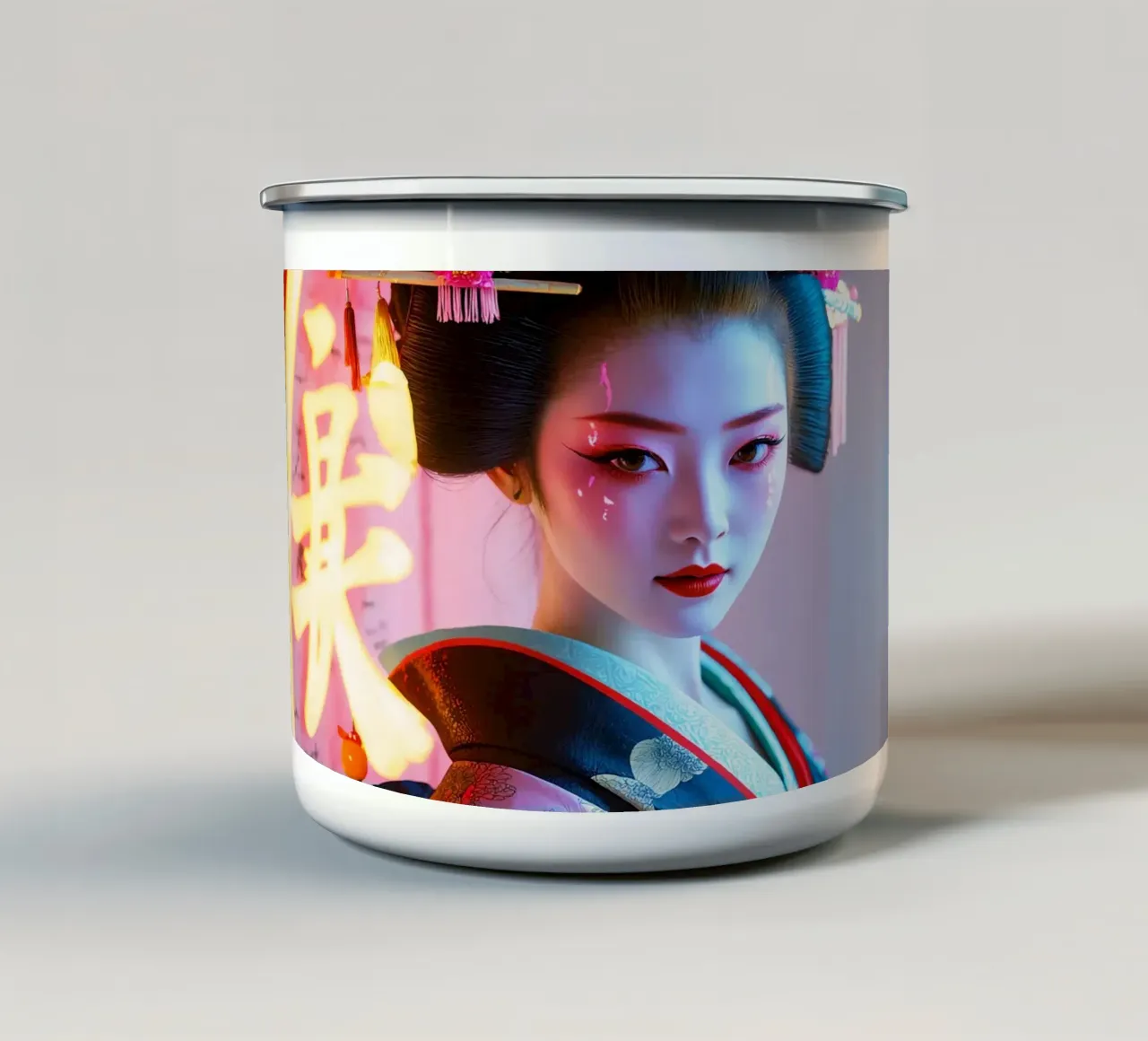 Geisha neo Tokyo tazza in smalto da Flo Klein