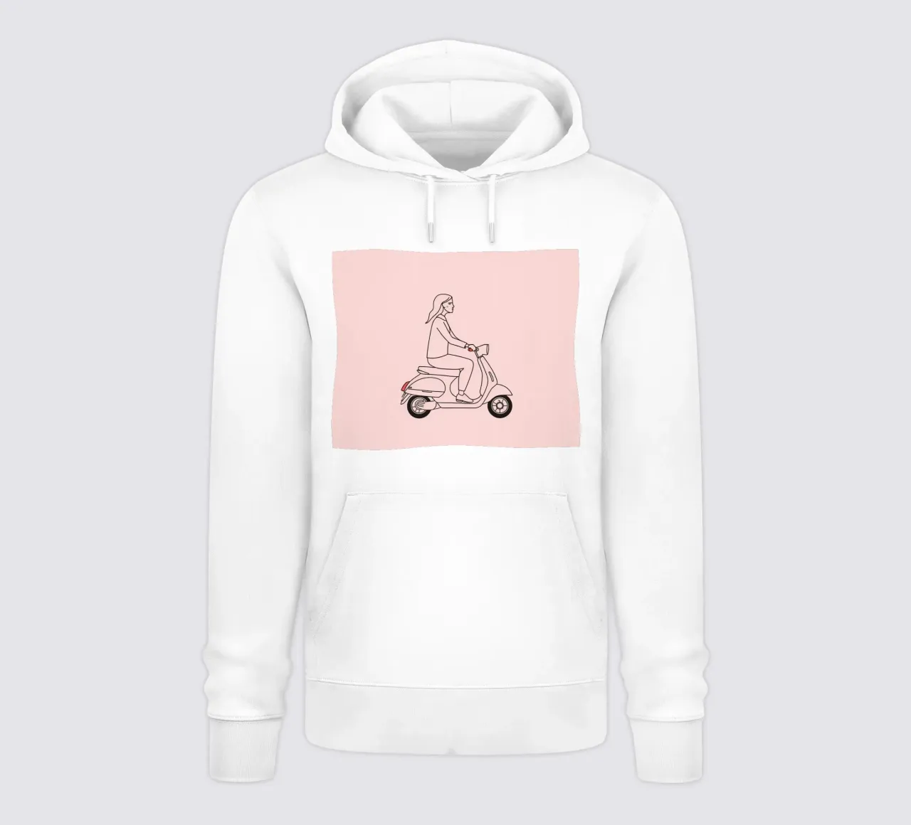 Donna in scooter in un'area urbana felpa con cappuccio da DesignDoodle