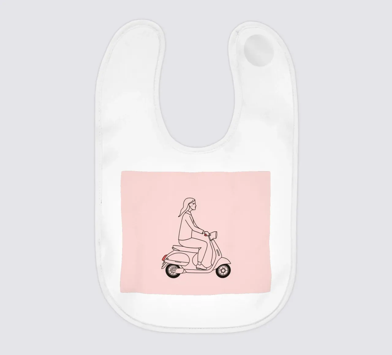Donna in scooter in un'area urbana bavaglino da DesignDoodle