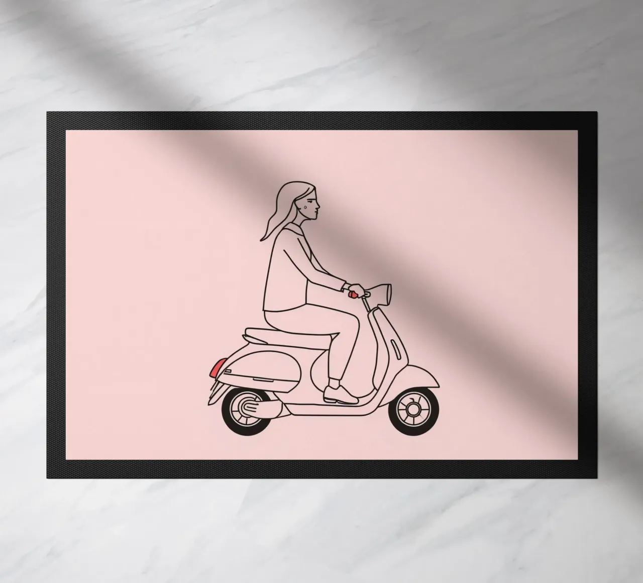 Donna in scooter in un'area urbana zerbino da DesignDoodle