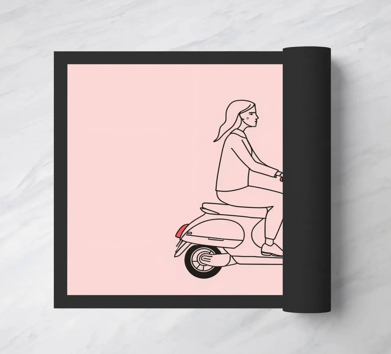 Donna in scooter in un'area urbana zerbino da DesignDoodle