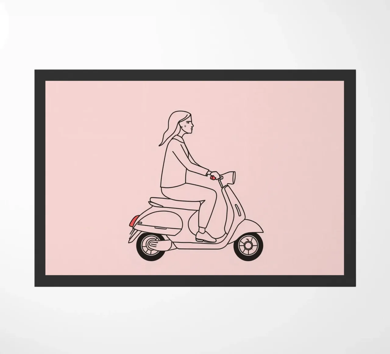 Donna in scooter in un'area urbana zerbino da DesignDoodle