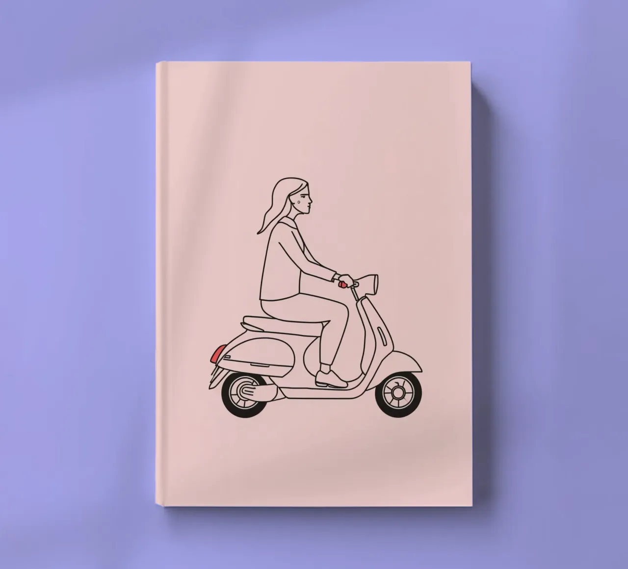 Donna in scooter in un'area urbana diario da DesignDoodle