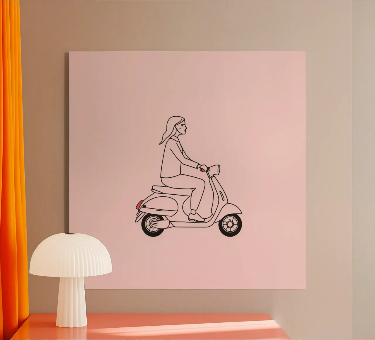 Donna in scooter in un'area urbana plexiglass da DesignDoodle