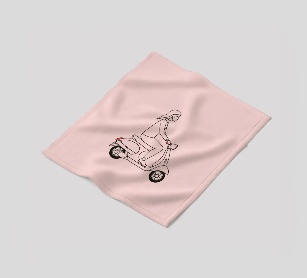 Donna in scooter in un'area urbana coperta in pile da DesignDoodle