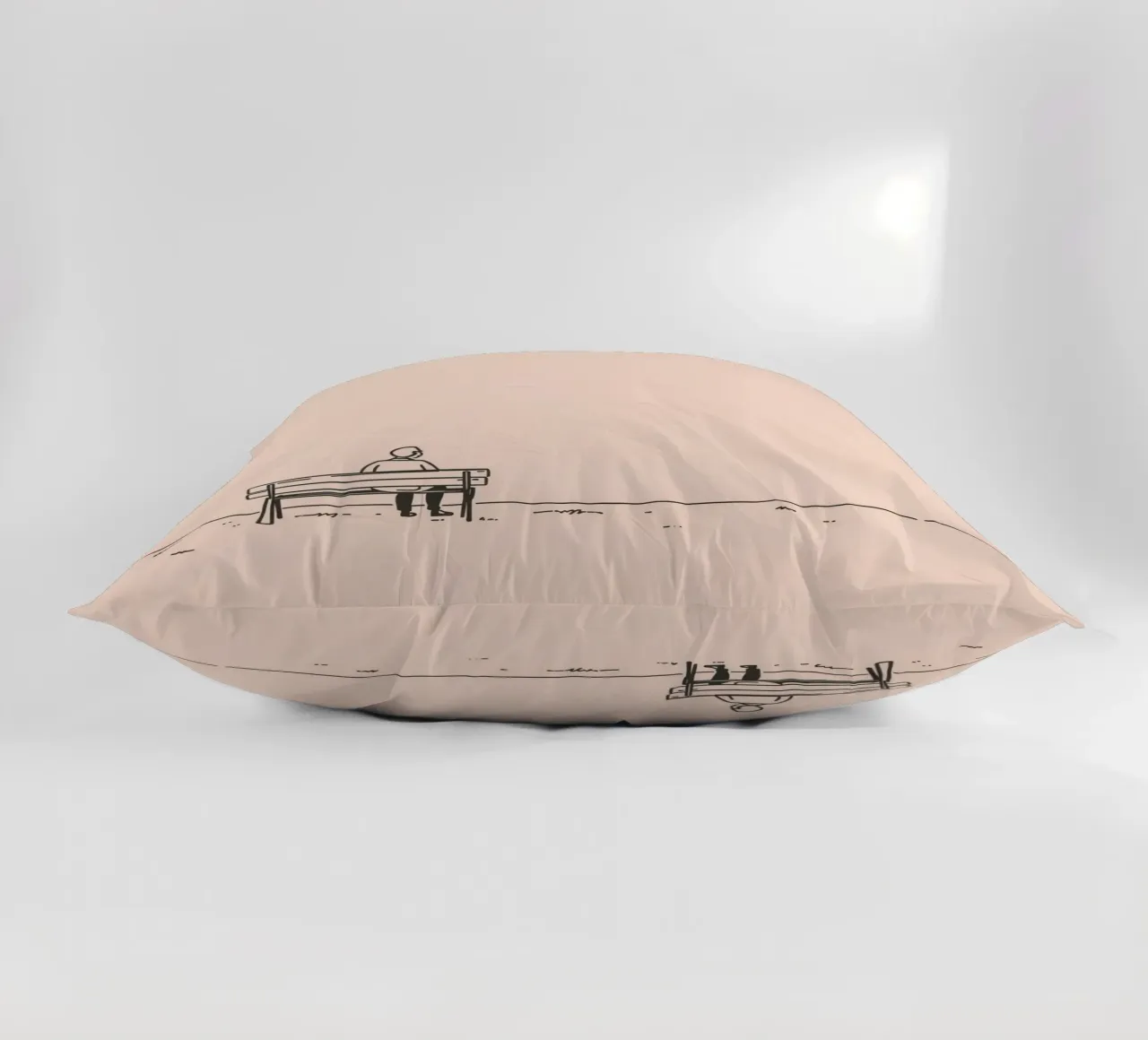 Man sitting on a bench contemplating life decorative cushion by DesignDoodle