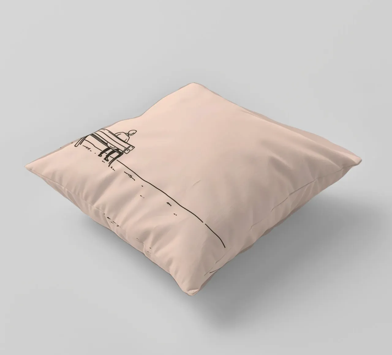 Man sitting on a bench contemplating life decorative cushion by DesignDoodle
