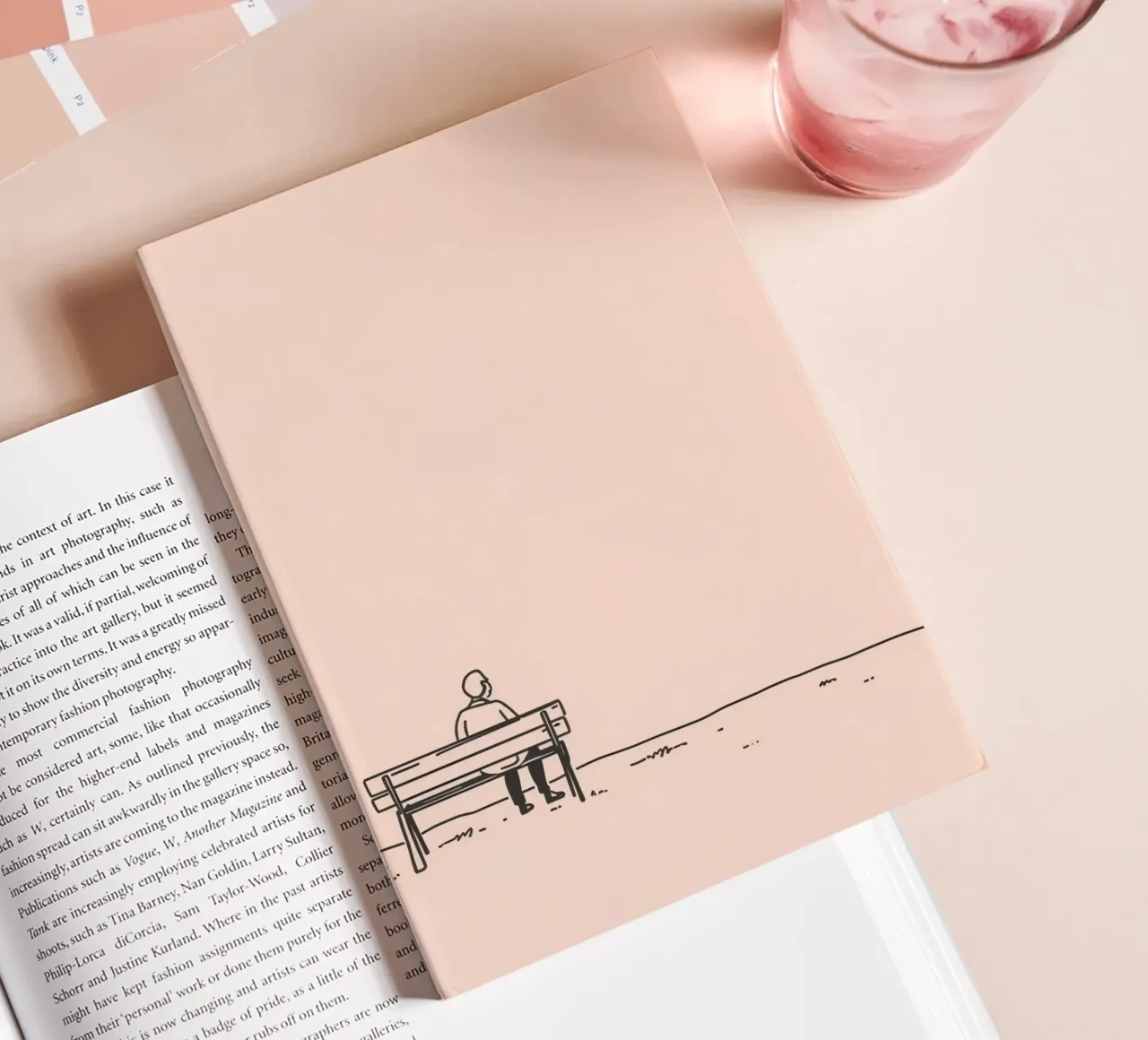 Man sitting on a bench contemplating life notebook by DesignDoodle