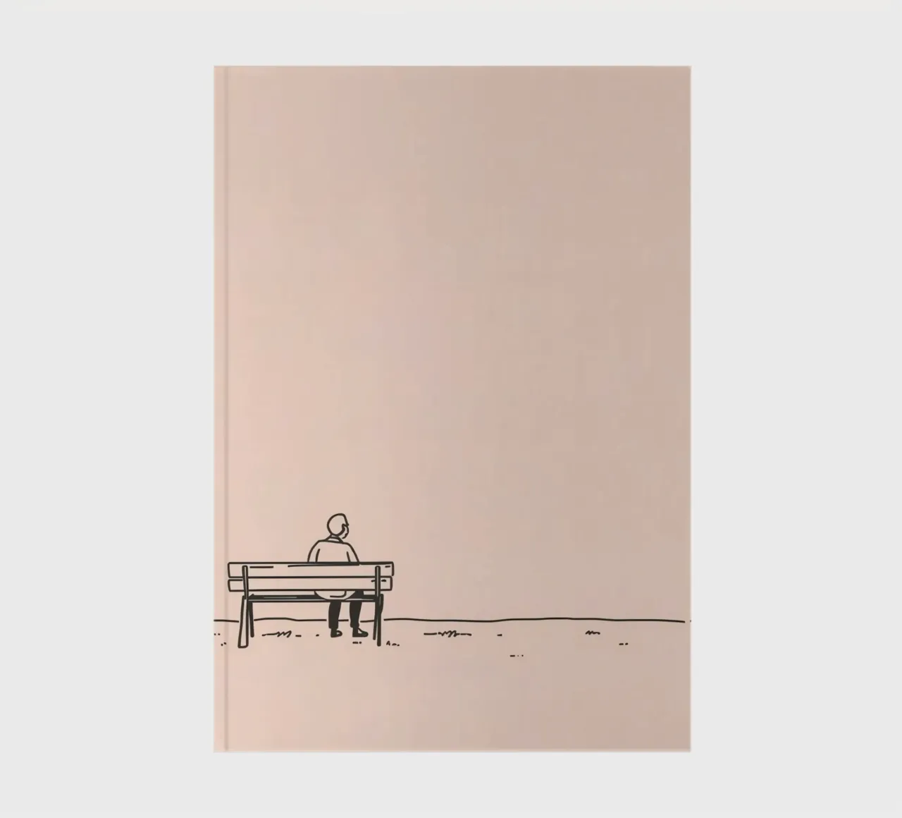 Man sitting on a bench contemplating life notebook by DesignDoodle