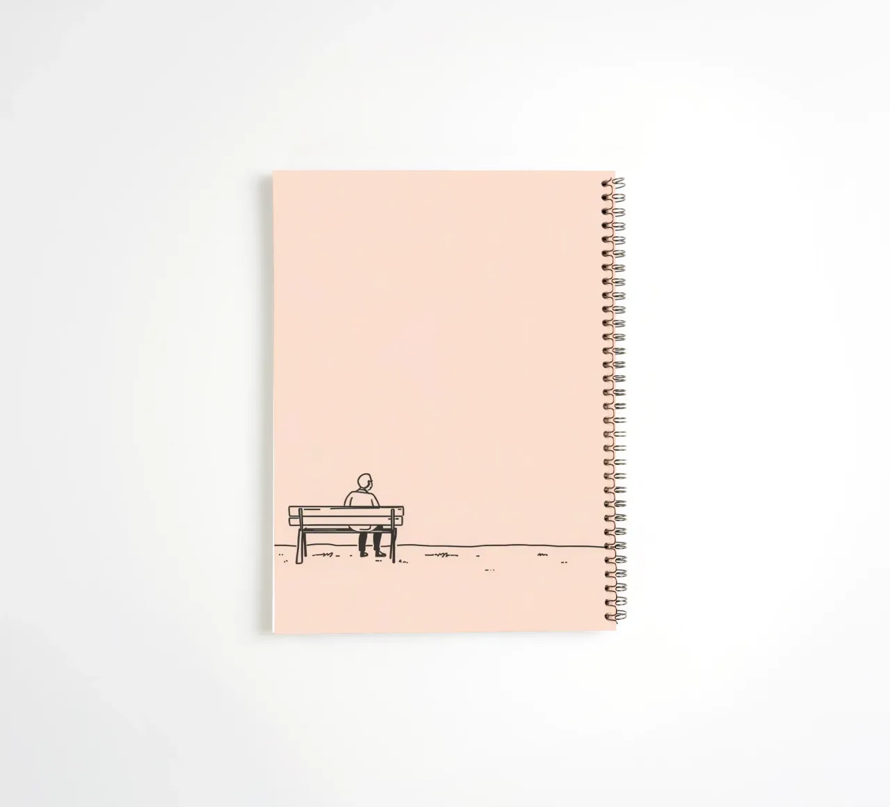 Man sitting on a bench contemplating life spiral notebook by DesignDoodle