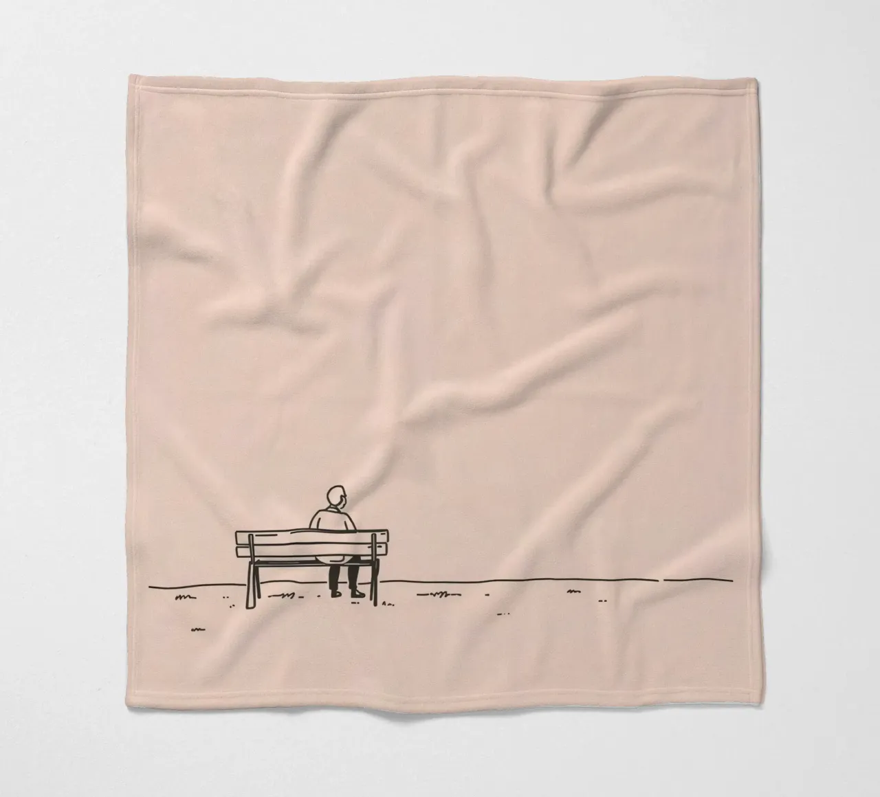 Man sitting on a bench contemplating life fleece blanket by DesignDoodle