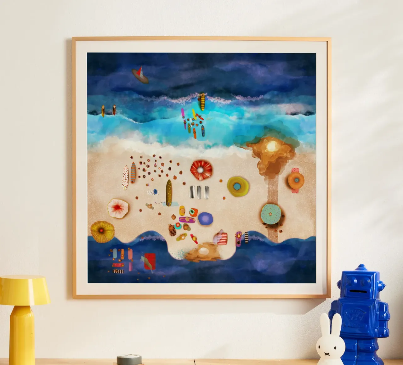 Blu Oceanic surf onde cremose sabbia vacanze in famiglia poster da Ruth Fitta-Schulz