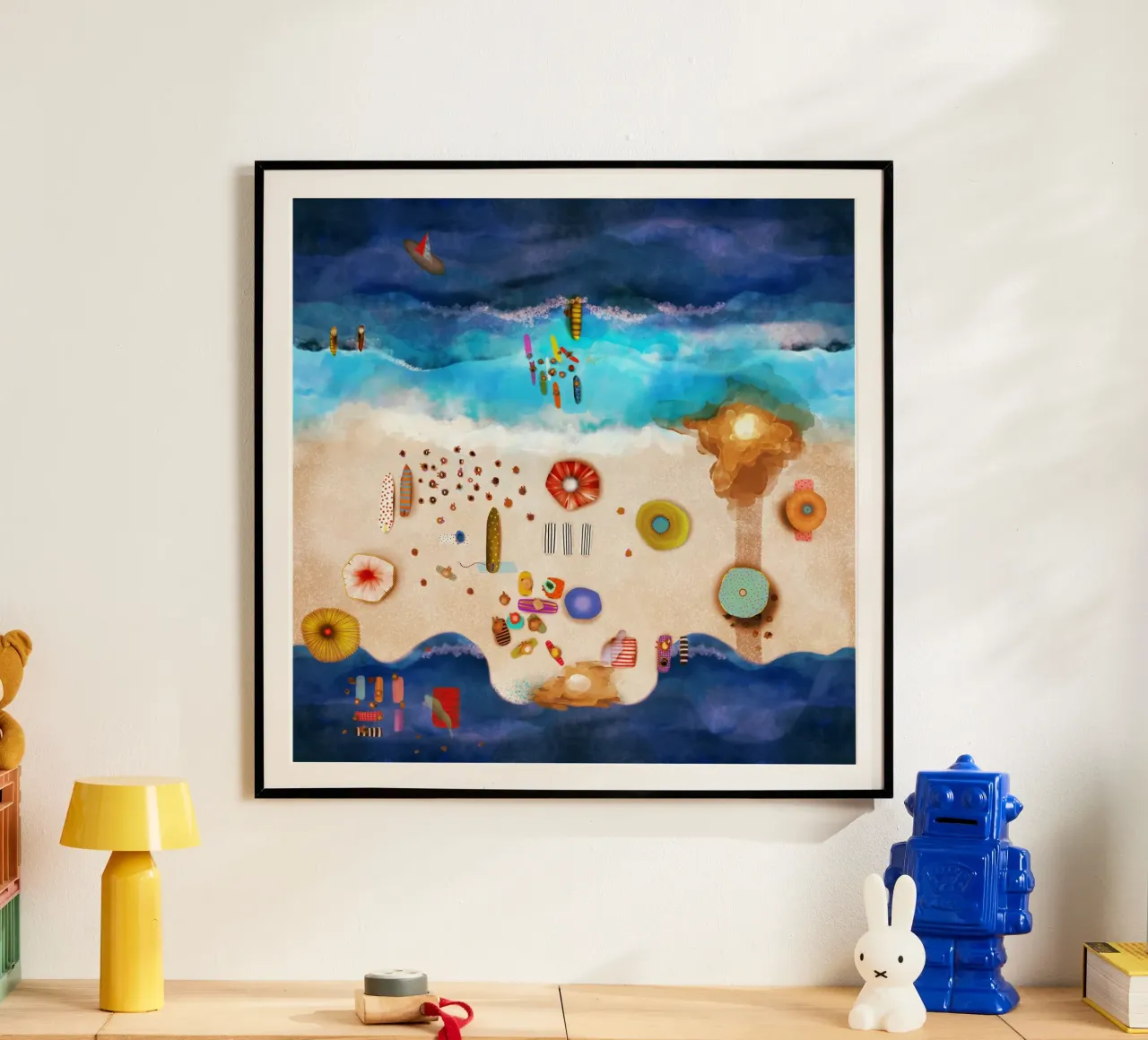 Blu Oceanic surf onde cremose sabbia vacanze in famiglia poster da Ruth Fitta-Schulz