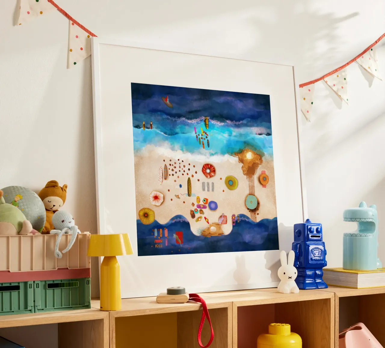 Blu Oceanic surf onde cremose sabbia vacanze in famiglia poster da Ruth Fitta-Schulz