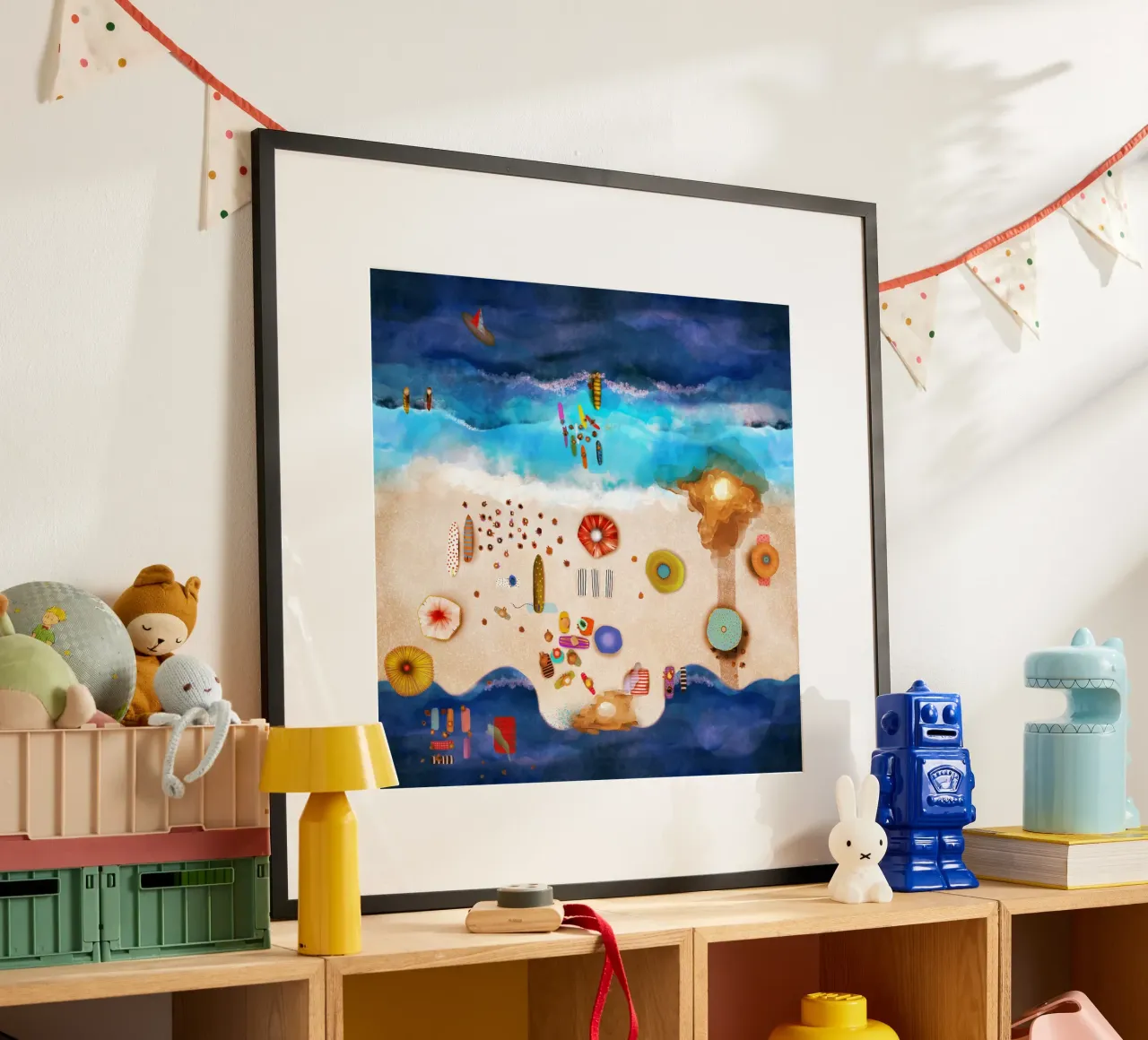 Blu Oceanic surf onde cremose sabbia vacanze in famiglia poster da Ruth Fitta-Schulz