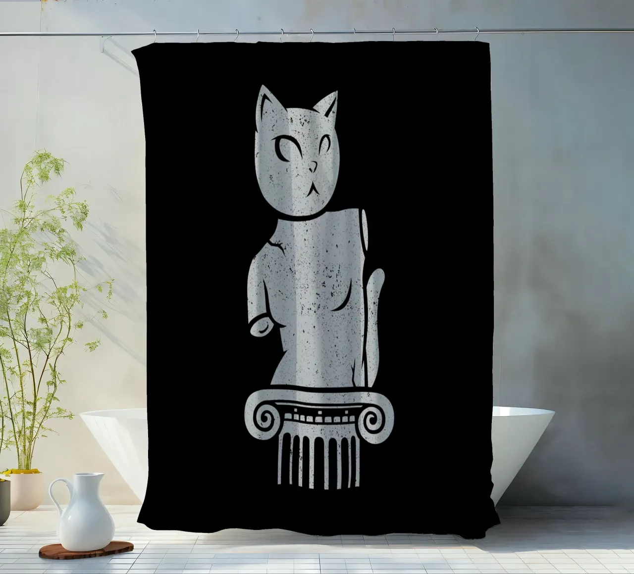 Cute Black Cat Minimalist Tongue tenda da doccia da Tobe Fonseca