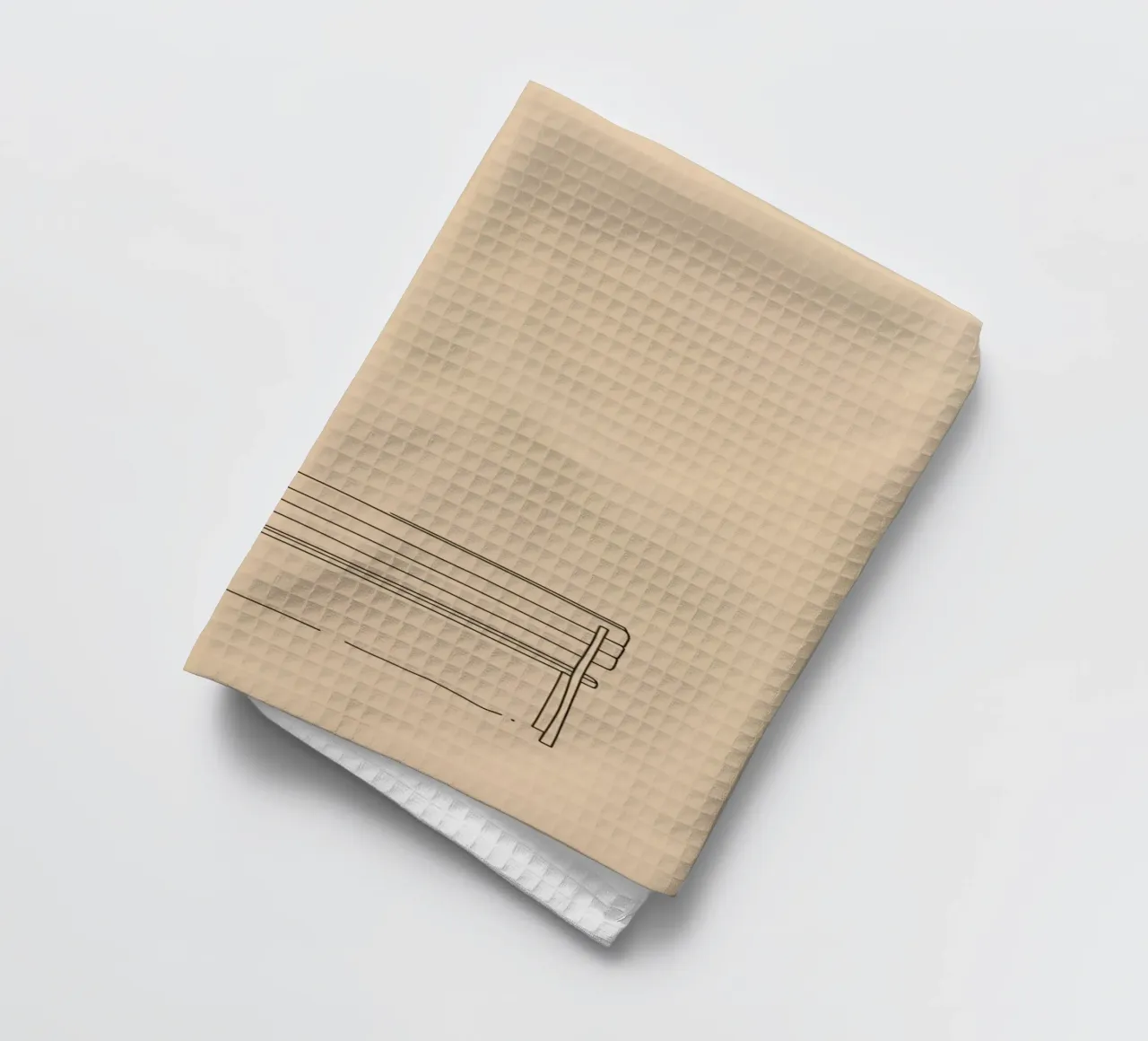 Individu assis tranquillement sur un banc dans une œuvre d'art minimaliste torchon de DesignDoodle