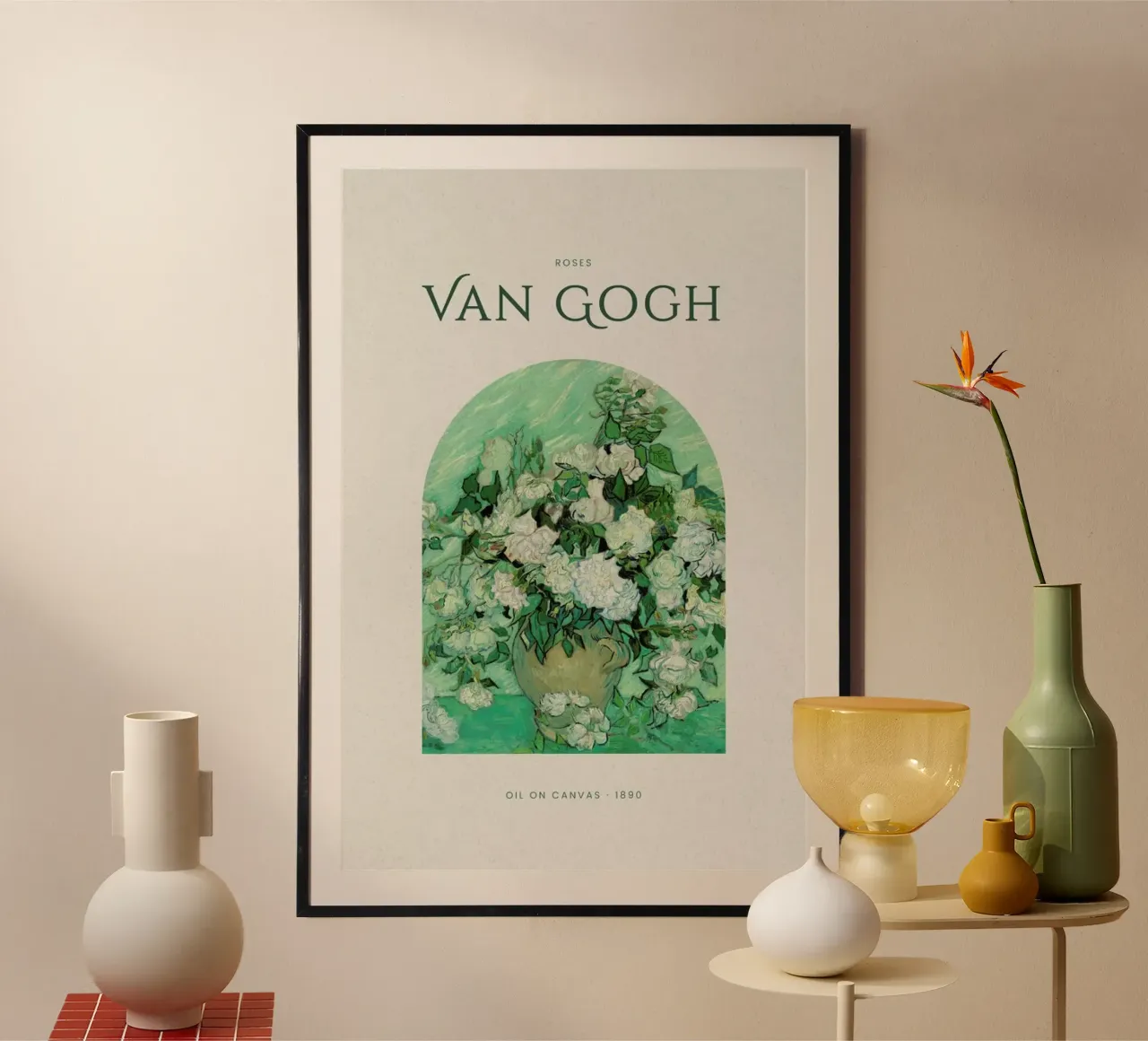 van Gogh - Roses II poster con telaio in alluminio da Vintage by JUNIQE