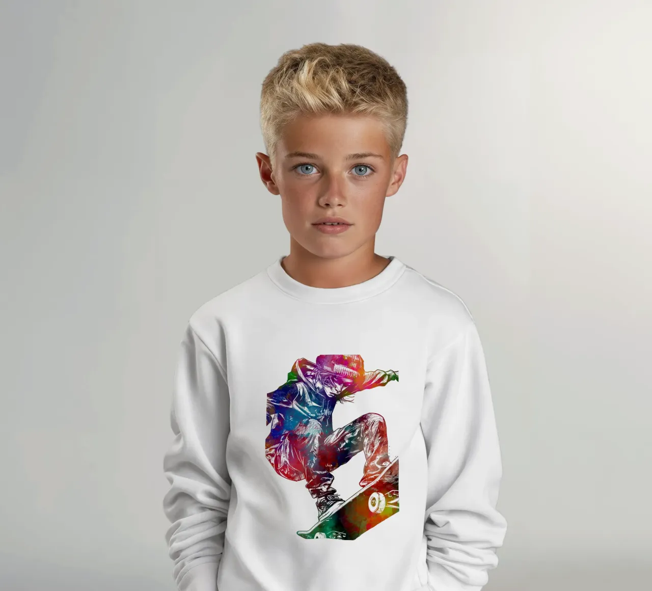 Skateboarder sport art bianco felpa bambino da SPORT