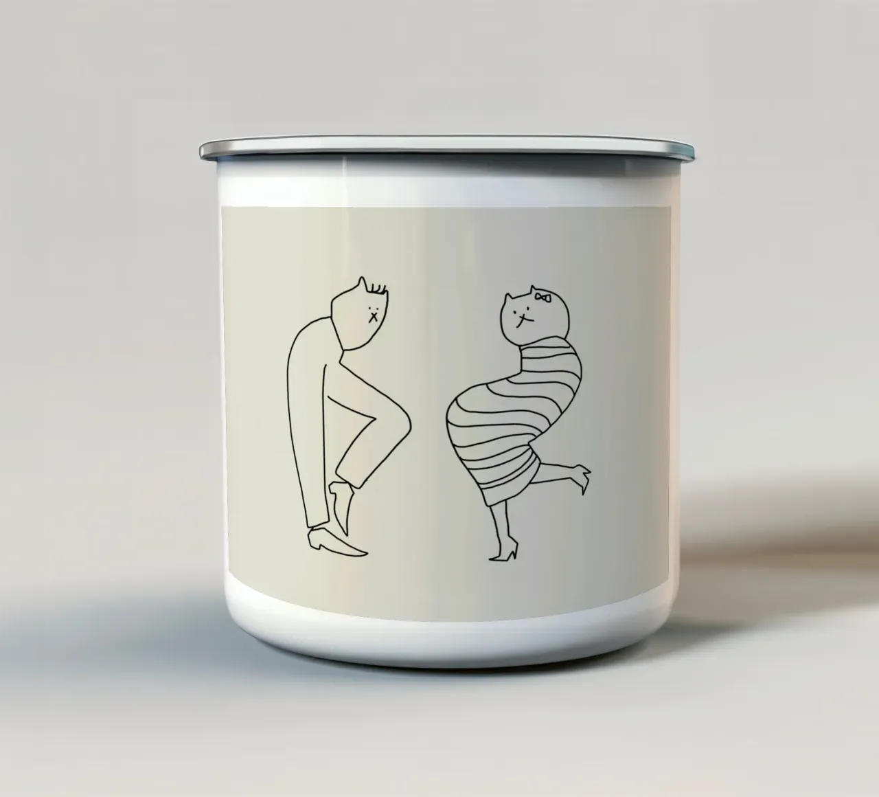 Disco cats tazza in smalto da Little Dean