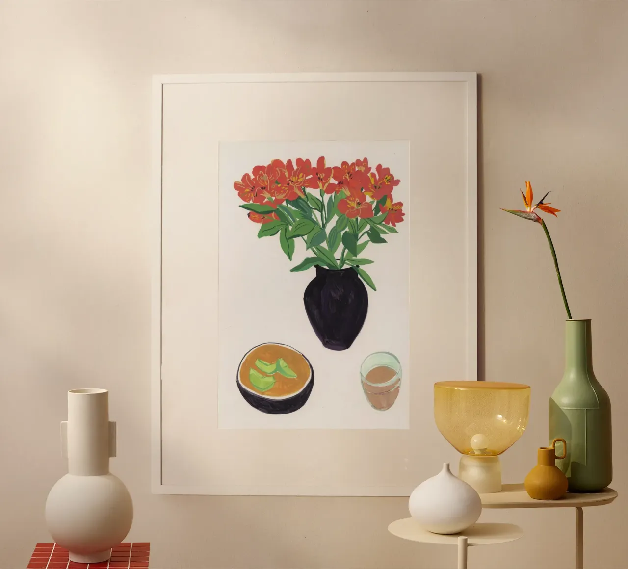 Gouache Still Life 1 poster con telaio in alluminio da Sonia Brittain