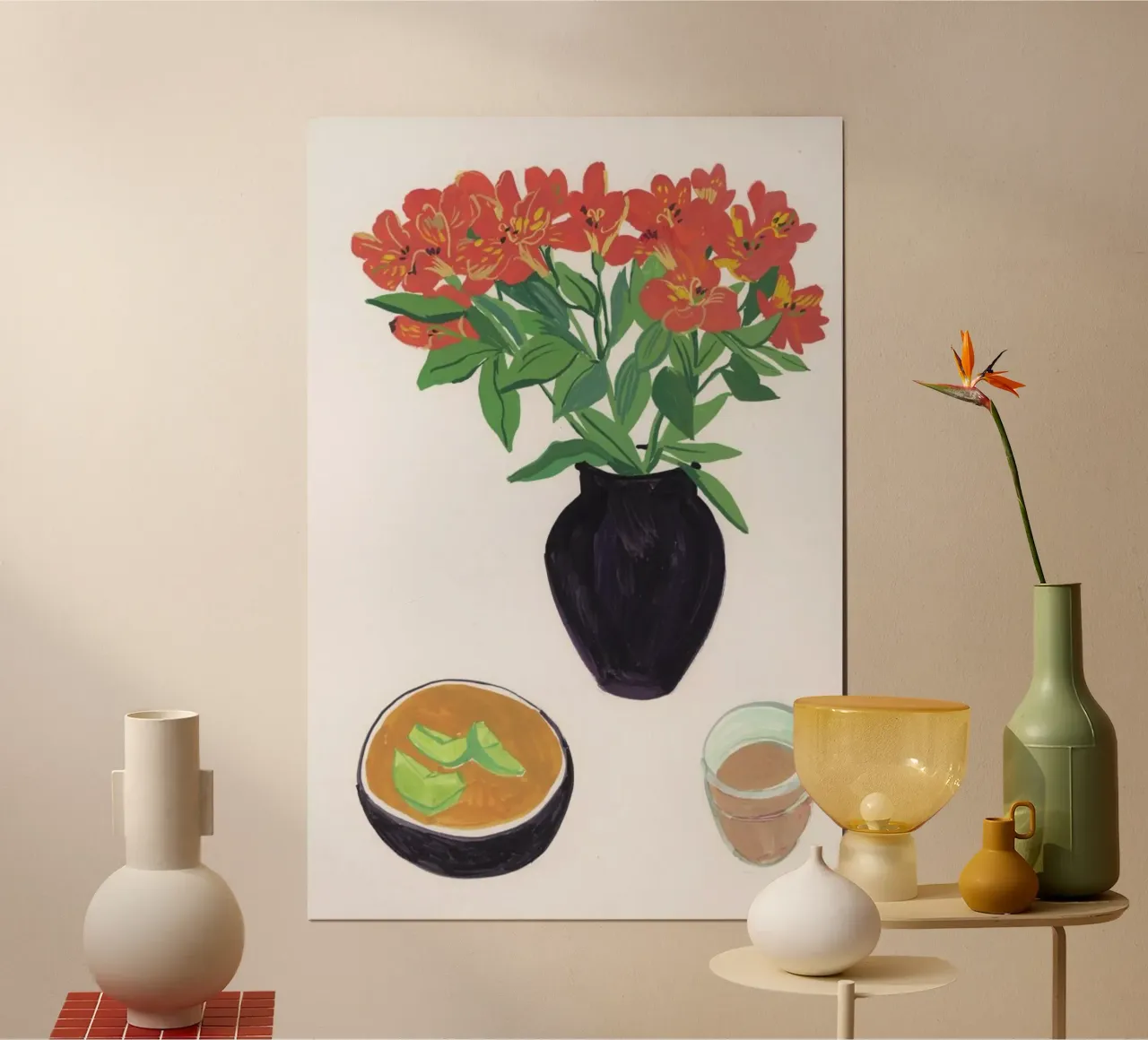 Gouache Still Life 1 poster con telaio in alluminio da Sonia Brittain