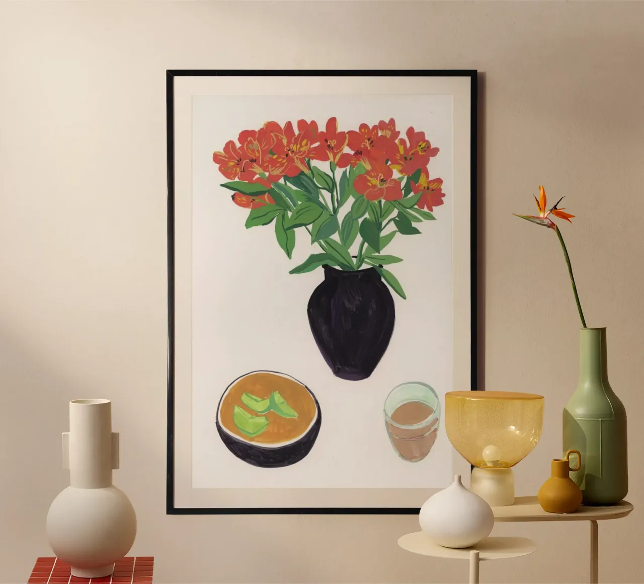 Gouache Still Life 1 poster con telaio in alluminio da Sonia Brittain
