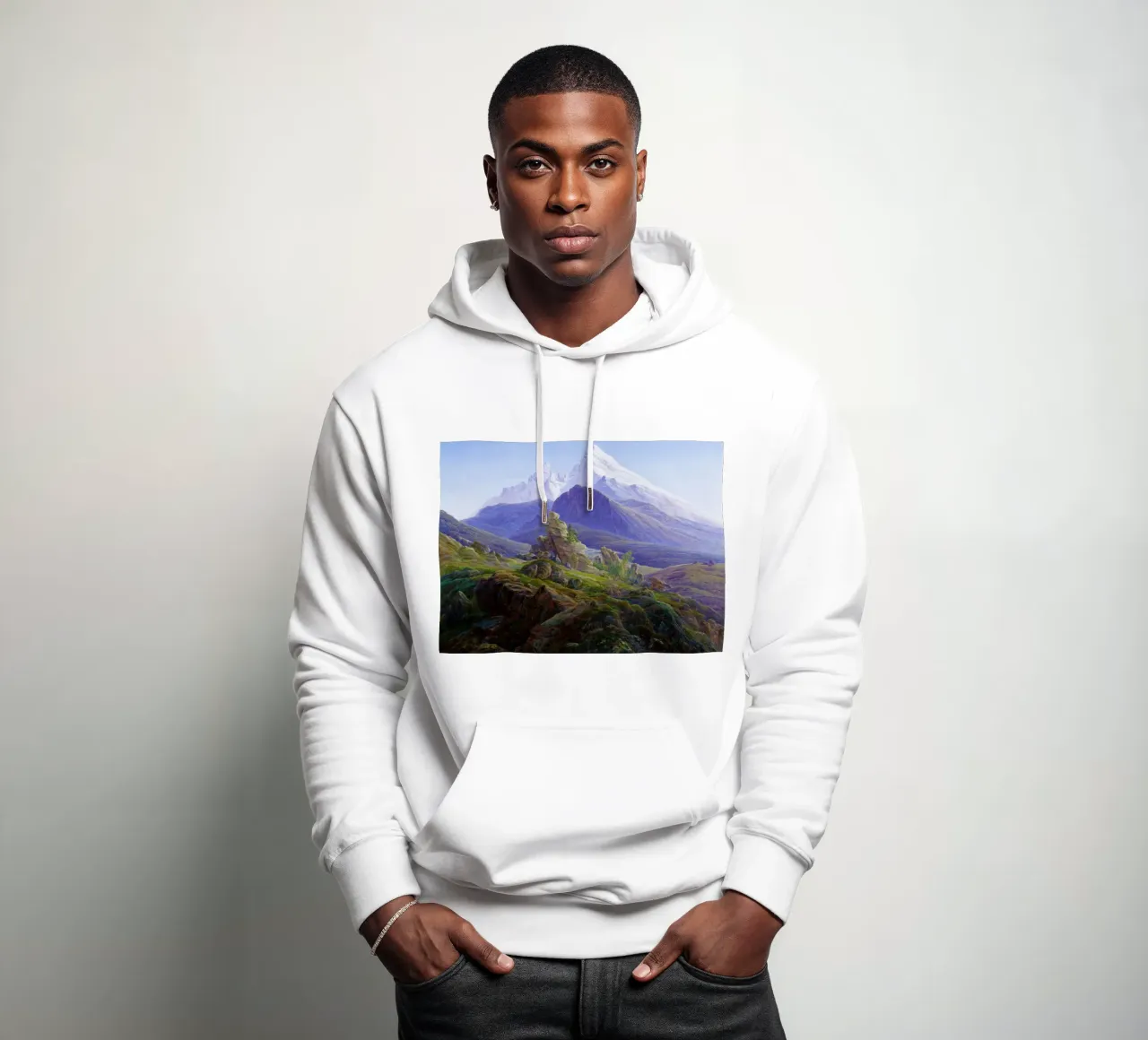 Il Watzmann Caspar David Friedrich felpa con cappuccio da Venus Art