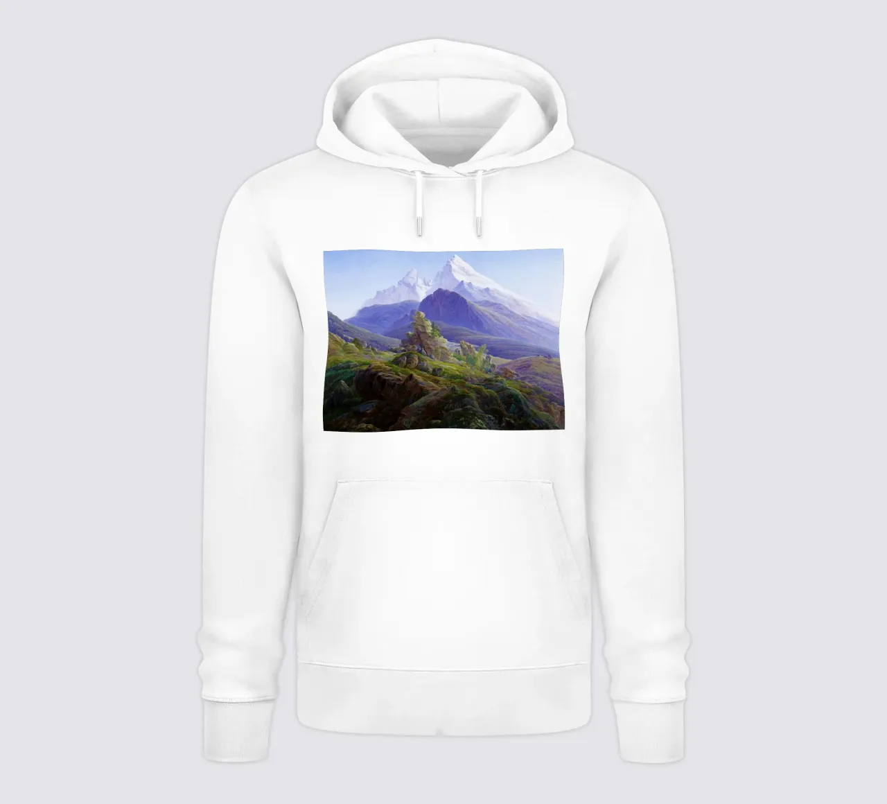 Il Watzmann Caspar David Friedrich felpa con cappuccio da Venus Art