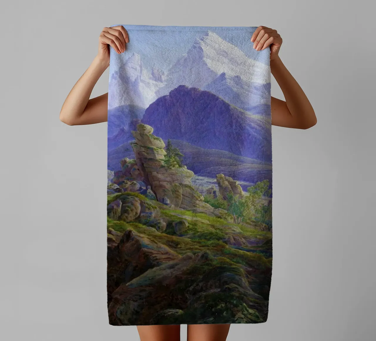 Il Watzmann Caspar David Friedrich asciugamano da bagno da Venus Art