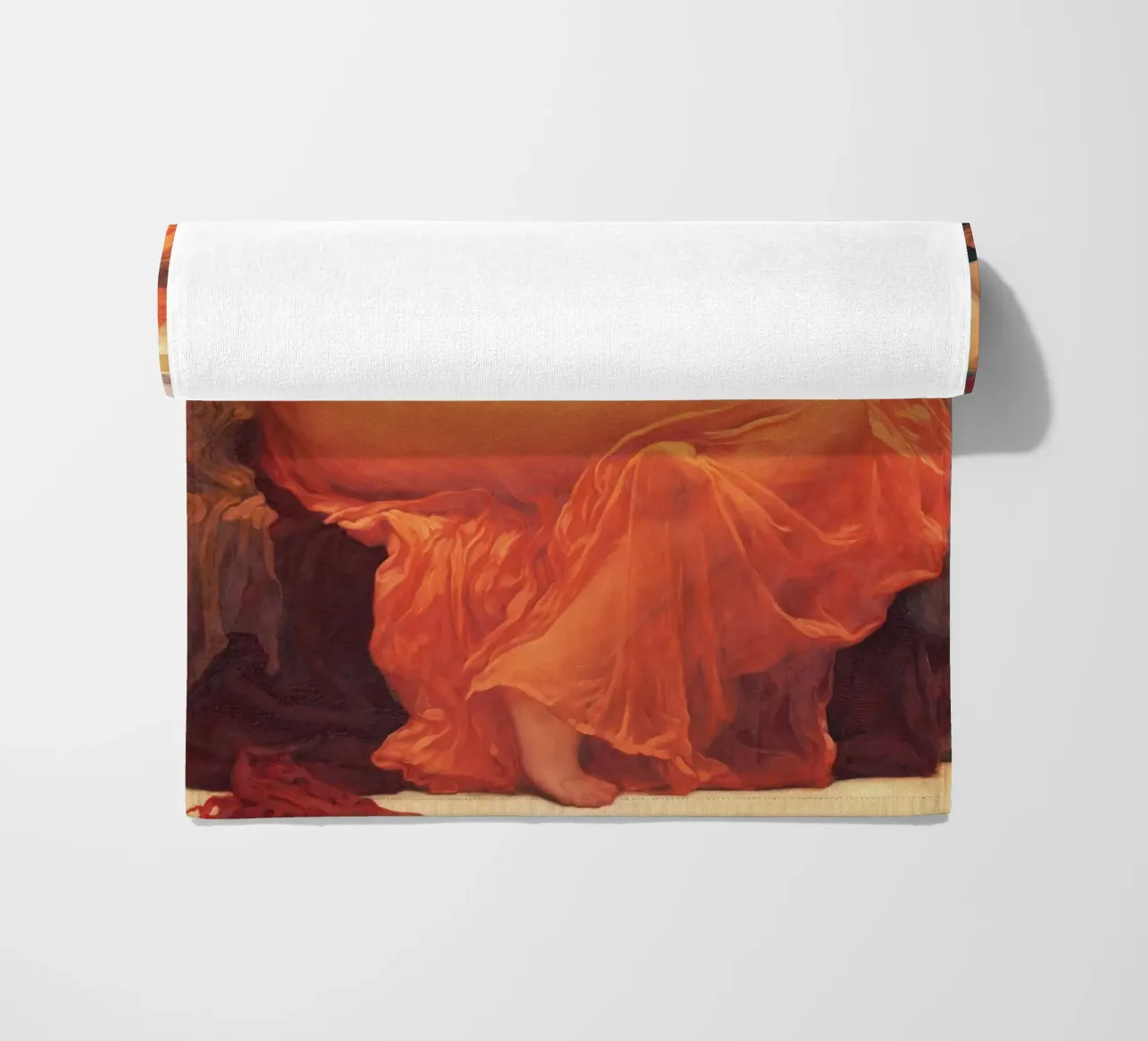 Flaming June by Frederic Leighton beach towel by Venus Art