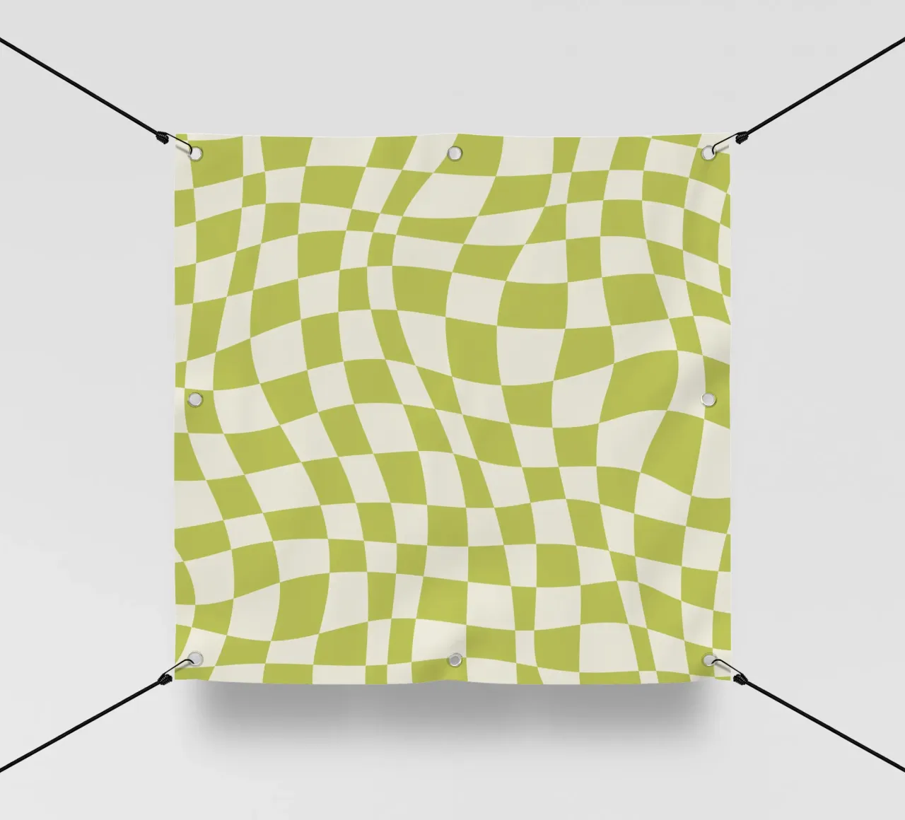 Scacchiera ondulata chartreuse telo in pvc da Little Dean