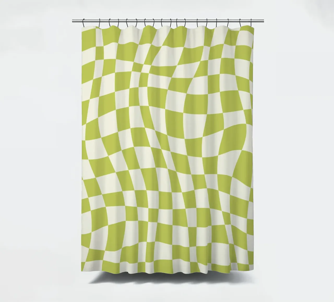 Scacchiera ondulata chartreuse tenda da doccia da Little Dean