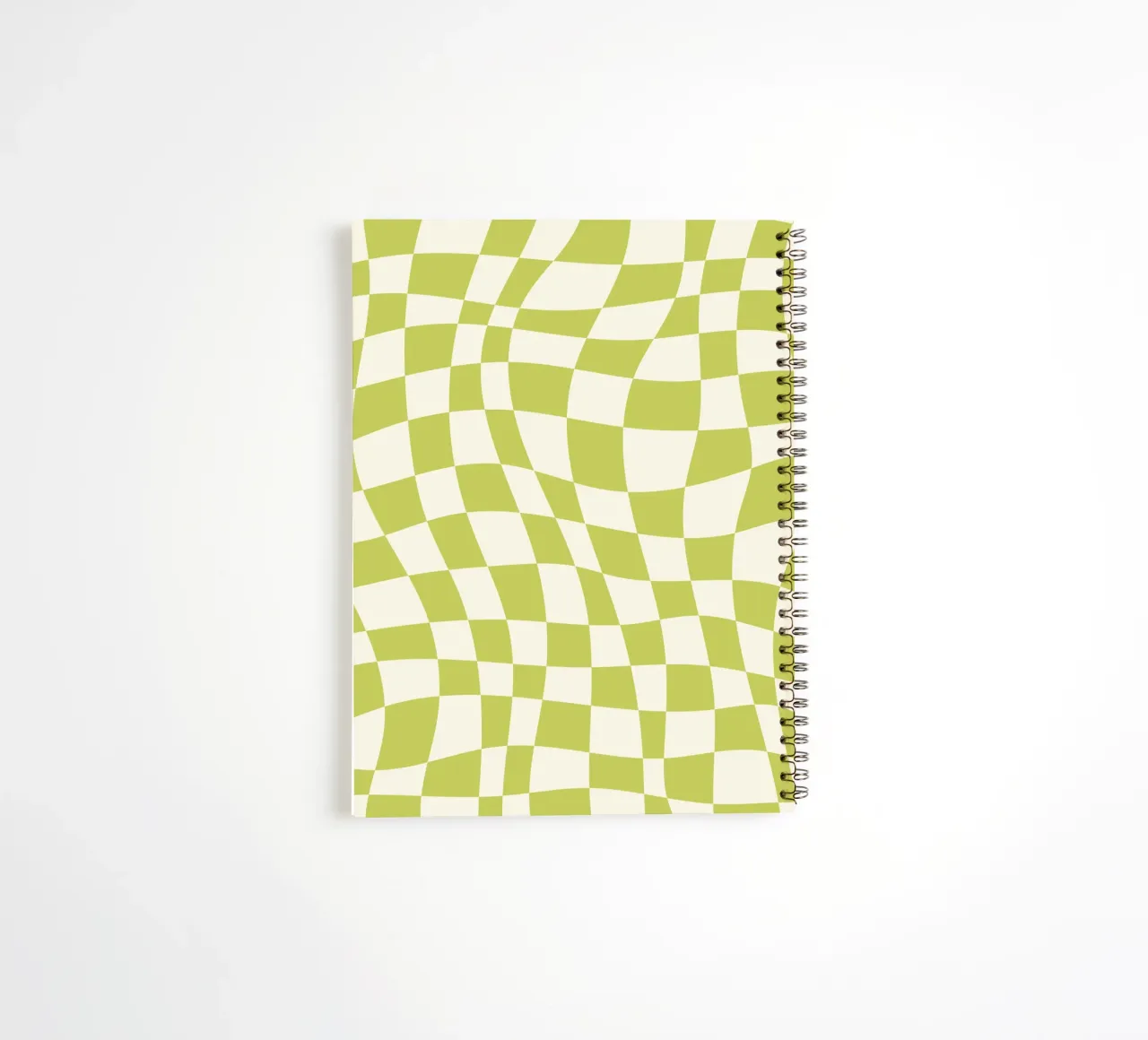 Chartreuse wavy checker spiral notebook by Little Dean