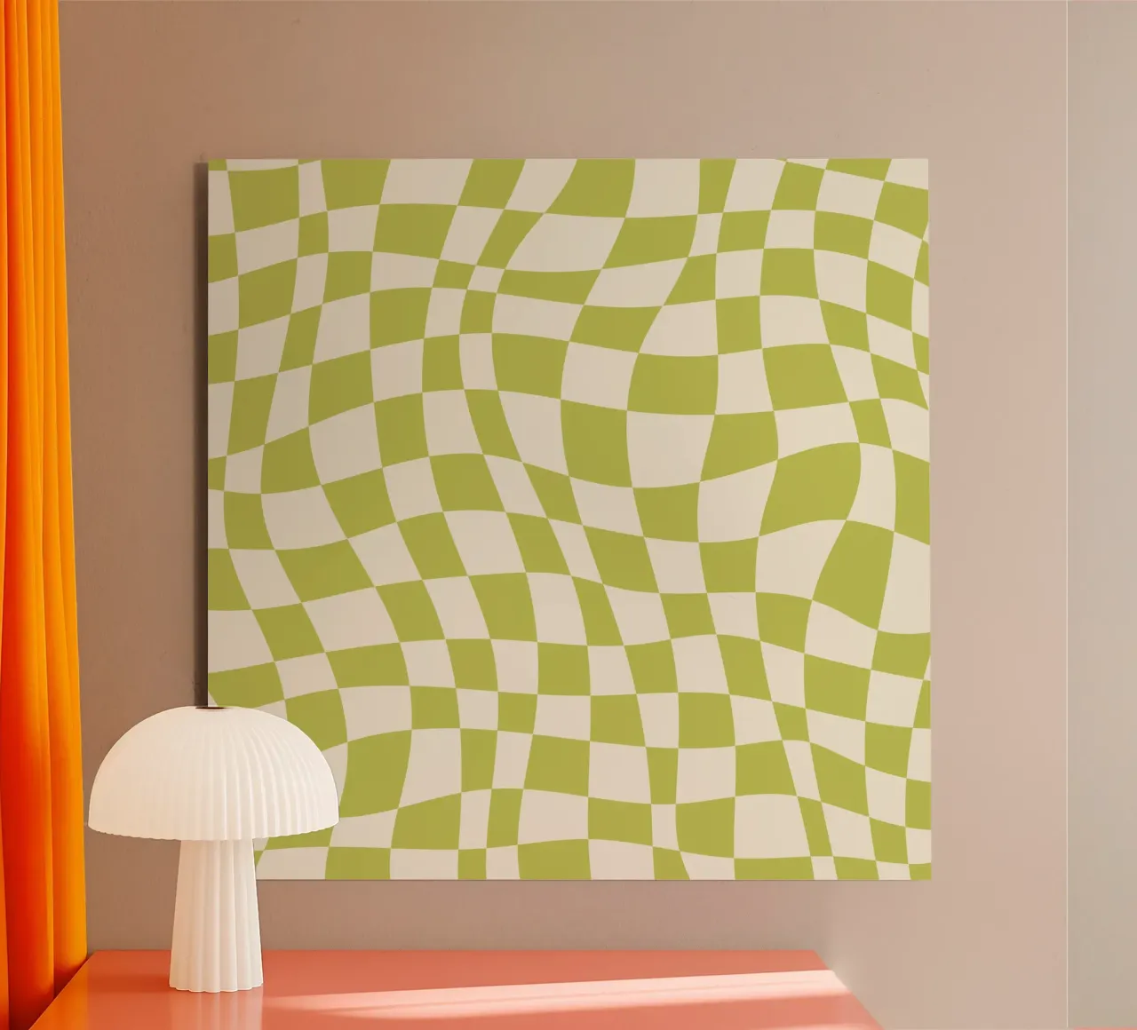 Scacchiera ondulata chartreuse pannello forex da Little Dean