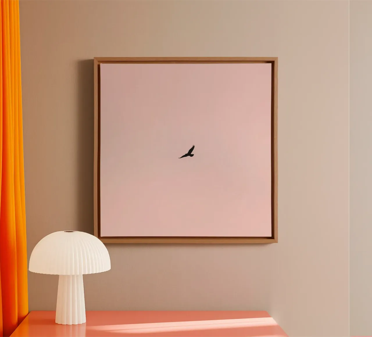 Aquila che vola in un cielo pastello al crepuscolo su una terra tranquilla tela con Cornice a cassetta da DesignDoodle