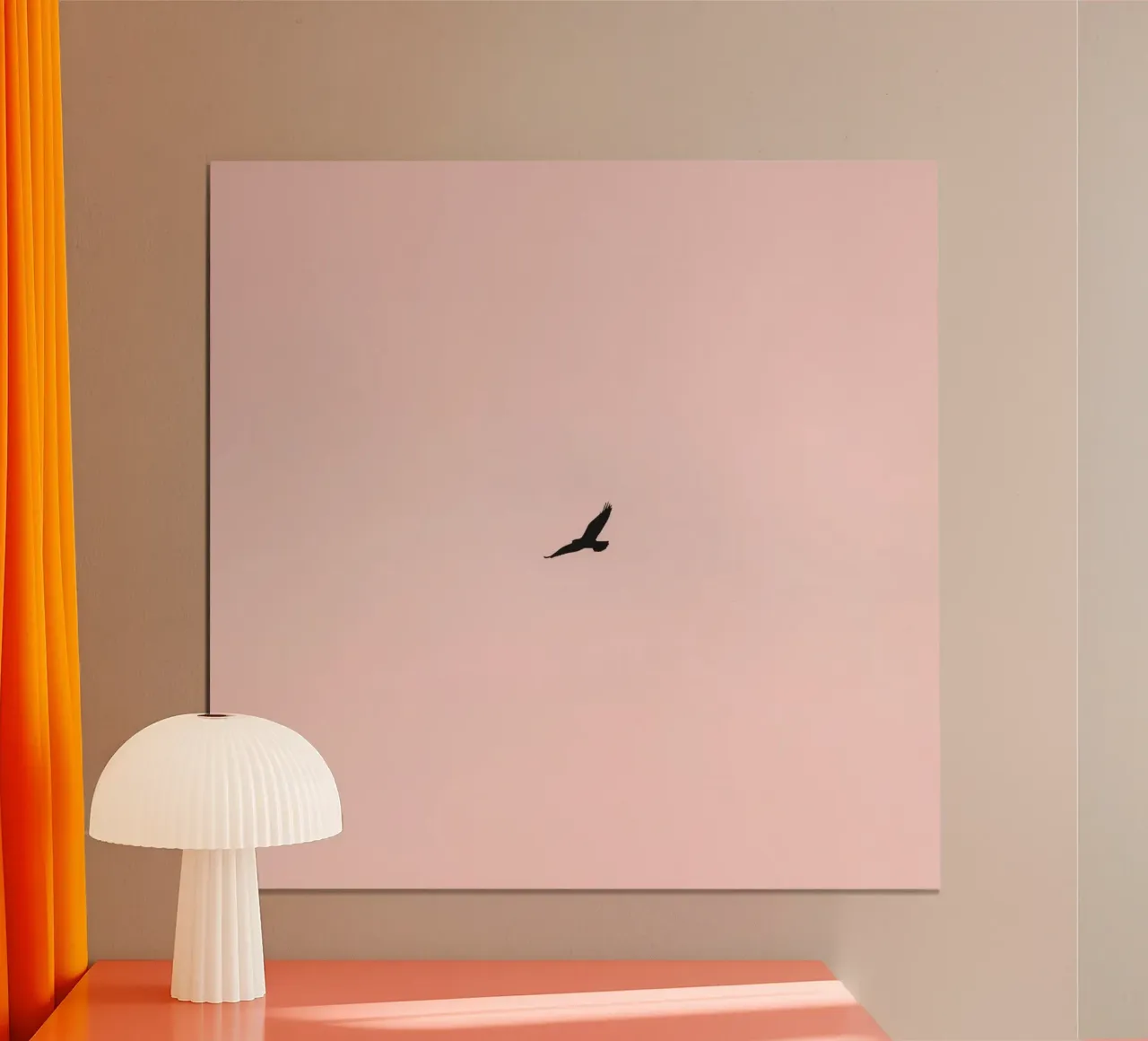 Aigle planant dans un ciel pastel au crépuscule au-dessus d'une terre tranquille hahnemühle de DesignDoodle
