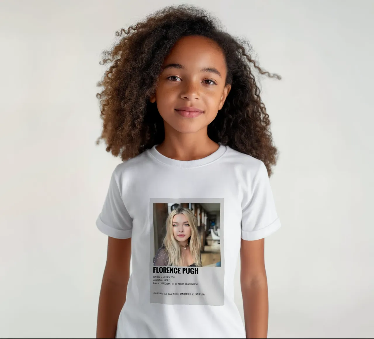 FLORENCE PUGH kids t-shirt by MVFminimalist