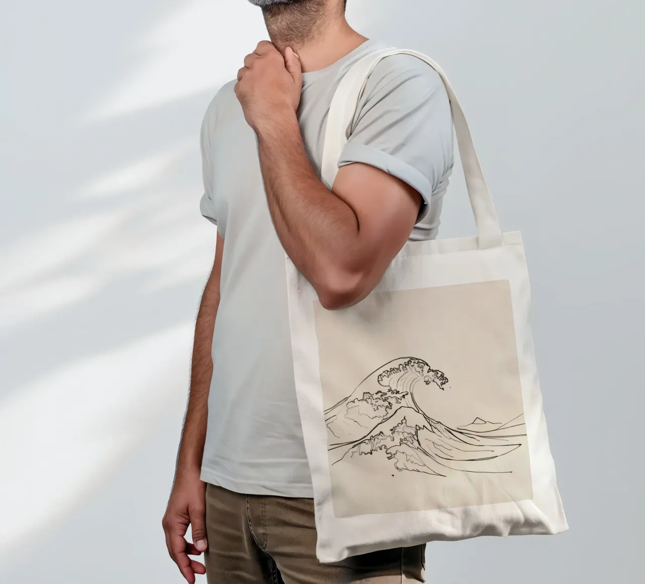 Majestic waves rise with dynamic energy above quiet shores tote bag by DesignDoodle