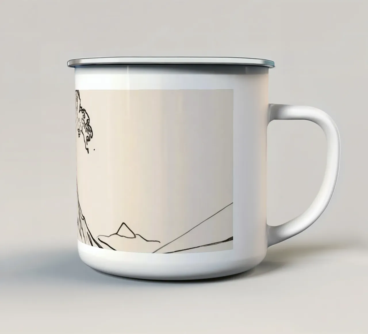 Des vagues majestueuses s'élèvent avec une énergie dynamique au-dessus des rivages tranquilles. mug en émail de DesignDoodle